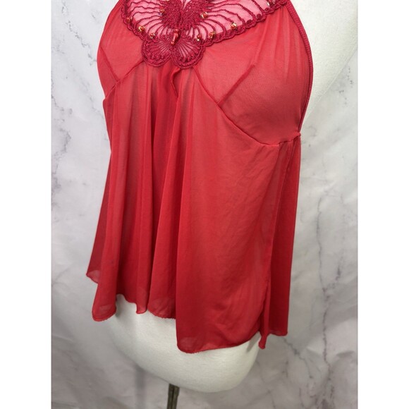 Y2K Rampage Babydoll Cami Top Red M Coquette Fairy gothic Butterfly Sheer Beaded - Picture 14 of 16